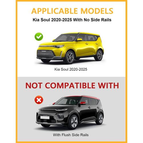 Tuyoung 220lbs Lockable Roof Rack Cross Bars Compatible with Kia Soul 2020 2021 2022 2023 2024 2025 Without Side Rails, Aluminum Roof Rails Crossbars Cargo Bars Luggage Carrier Black Accessories
