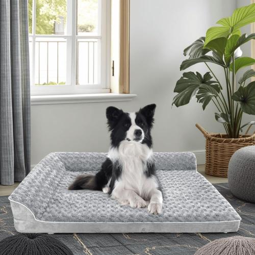 Dog Beds for Large Dogs-Memory Foam Pet Bed with Removable Washable Cover,Nonskid Bottom,m,Light Grey