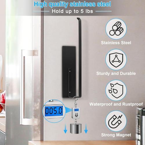 Paper Towel Holder, Magnetic Paper Towel Holder for Fridge, Toilet Paper Roll Holder Magnet Towel Rack Wall Mount Fridge Organizer for Paper Towels Rolls Bathroom Pantry RV Kitchen Storage