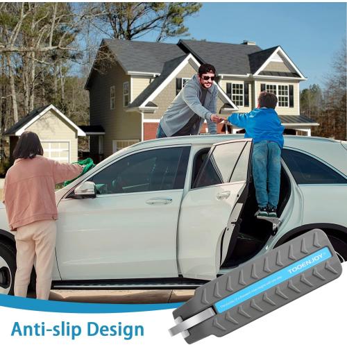 TOOENJOY Universal Car Door Step with 5 Gears, 400LBS Load(Light Grey)