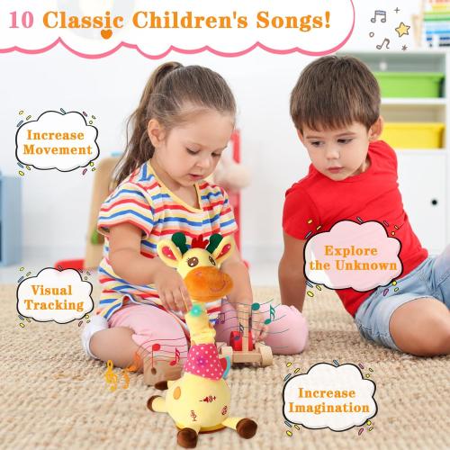 Dancing Giraffe Toy Stuffed Animal Baby Toys Singing Song Toddlers Toy Repeats What You Say Glowing Musical Toy for Baby Birthday Gift Groovy Giraffe Toy