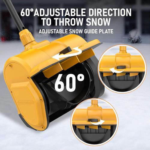 Cordless Snow Shovel Compatible with DeWalt 20V MAX Battery (NO Battery) 12 Wide & 7 Deep Cordless Snow Blower &10-Inch Polyurethane Auger, Directional Plate for Driveway, Side Walk