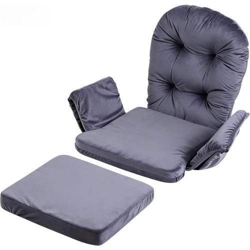 Zerone Soft Velvet Cotton Chair Cushions and Stool Pad Set, Glider Rocker Replacement Cushions with Storage Pockets