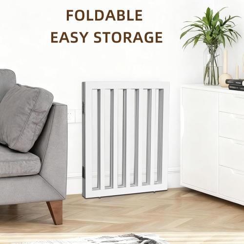 Dog Gate Indoor, Freestanding Dog Fence for The House, Doorways, Hallways,or Stairs,Pet Gate Foldable Wooden,Expandable 32 Height 3 Panels,White