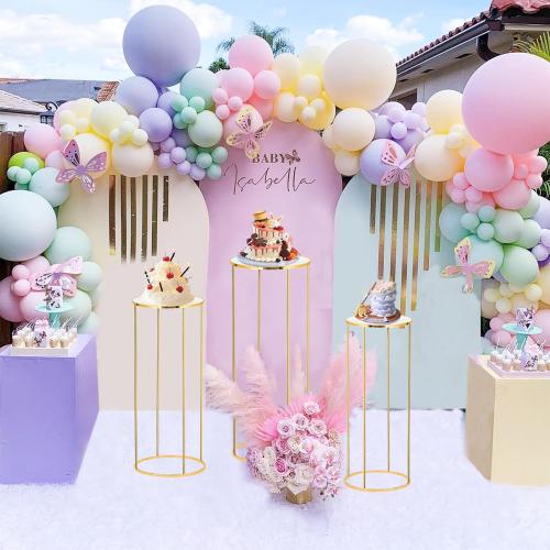Cylinder Stands for Party, 3PCS Cylinder Pedestal Stand, Cilindros Para Fiestas Cake Table Stand for Parties Metal Plant Stand Cylinder Tables for Parties Round Cylinder Stands for Party