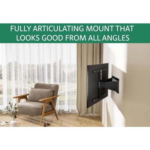ynVISION.DESIGN Ultra Slim & Thin Full Motion Articulating TV Wall Mount 43-90 TVs | World's Thinnest Fully Articulating Bracket Compatible with Samsung Frame LG and Sony | Swivels and Tilts
