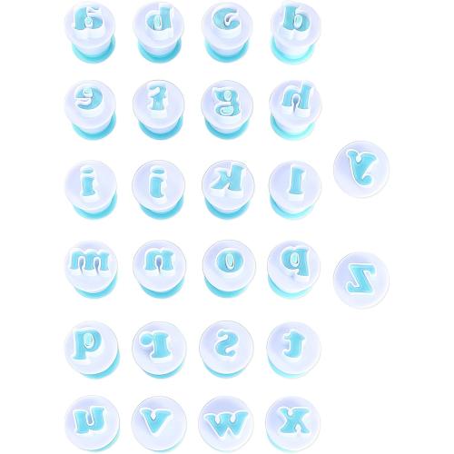 Alphabet Letters Molds, 26pcs Plunger Cutters, Fondant Cake Biscuit Mold,Cake Decorating Tools, Cookie Stamp Impress,Embosser Cutter, DIY Sugar Craft Cookies Plunger-Plastic (Lowercase Letters)