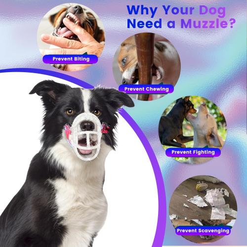 Dog Muzzle, Basket Muzzle Anti Biting Chewing, Sturdy Lightweight Allows Panting Drinking, for Small Medium Large Dogs, Suitable for Grooming Trimming Training (Transparent, Size5)