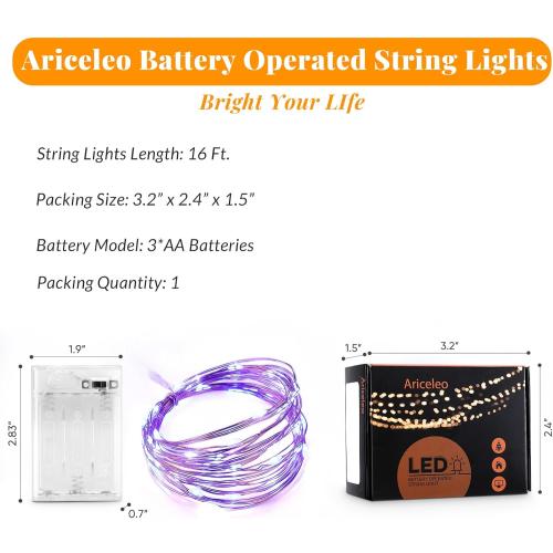 Led Fairy Lights Battery Operated, 1 Pack Mini Battery Powered Copper Wire Starry Fairy Lights for Bedroom, Christmas, Parties, Wedding, Centerpiece, Decoration (5m/16ft Blue)