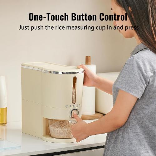 Rice Dispenser, Rice Storage Container with Measuring Cup for Kitchen Pantry Household, Dry Food Storage Containers Airtight, Sealed Moisture Proof, 11 Lbs