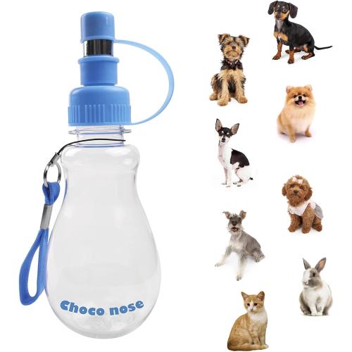 8 oz BLUE Choco Nose Patented Portable No-Drip Travel Water Bottle/Feeder for Dogs/Puppies/Cats/Rabbits and Other Small Sized Animals. Leak-Proof Nozzle 16mm, Blue (H258)