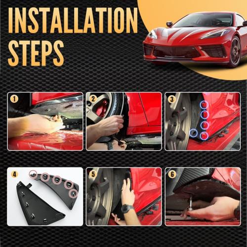 4PCS Front & Rear Mud Flaps,Carbon Fiber Pattern Splash Guards Wheels Rock Mudguards Mudflap Fender for Corvette C8 Stingary Z51 Convertible/HTC 2020 ,Replace OEM #84263453 84263457