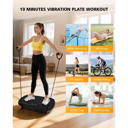 Vibration Plate Exercise Machine, 10 Auto Modes/200-Levels Vibrating Plate for Lymphatic Drainage Weight Loss, 450lbs Capacity Whole Body Shake Plate for Women & Men