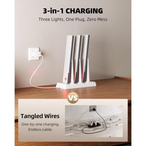 EZVALO 6-Pack Under Cabinet Lighting with Charging Station, 2000mAh Rechargeable Wireless Motion Sensor Lights, 3 Color Temps, Dimmable, Timer, Magnetic, with Remote Control for Kitchen, Closet, Stair