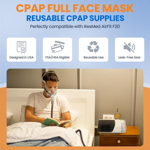 Replacement F20 Frame System for ResMed AirFit F20, Replacement Mask Headgear Set - Includes Full Face Large Mask Cushion, Headgear, Frame & Clips - CPAP F20 Full Face Masks Accessories Supplies (L)
