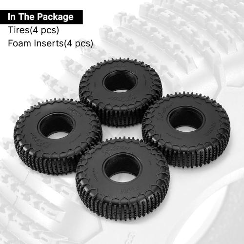 INJORA 1.9 XHX Pin Tires - S5 122 * 36mm Wheel Tires for SCX10 TRX4 1/10 RC Crawler Car Upgrade