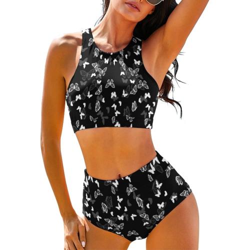 Size L .Cerburny High Waisted Bikini Sets for Women 2 Piece Swimsuit Women High Neck Bikinis Racerback Bathing Suits