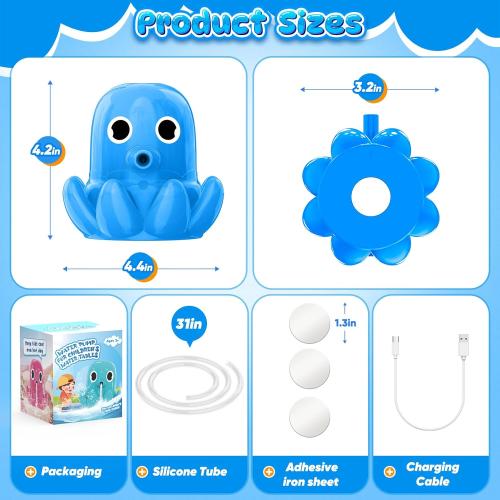 Water Table Pump, Magnetic No-Drill Rechargeable Battery Powered Continuous Flow Water Pump, Fits Water Tables & Step 2, Cordless Pump Toys, Outdoor Water Play Accessories for Kids & Toddlers, Blue
