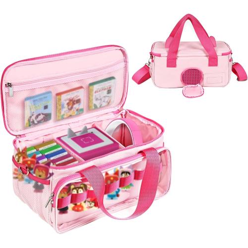 Carrying Case Compatible with Little Tikes Story Dream Machine Starter Set, Carrying Bag for Tonies Figures Characters,Portable Travel Storage Bag with Shoulder Strap and Handle(Pink)