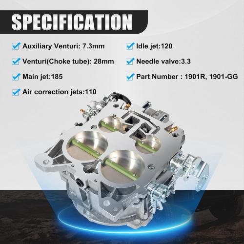 Rochester Quadrajet 4 Barrel Carburetor for 1901R GMC Chevy Carb 1966-1973 350 327 427 Big Small Block V8 Engines, 1901-GG 4BBL Carb 4MV Manual Divorced Choke