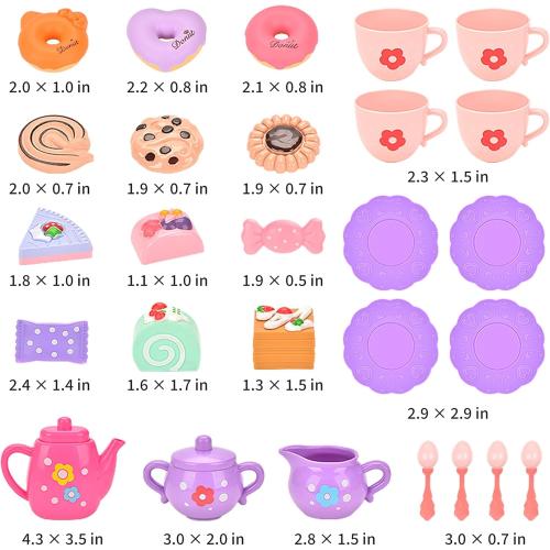 Lajeje Toddler Tea Party Set for Girls Ages 3-5, 23-Piece Pretend Play Tea Set for Kids with Teapot, Cups, Plates & Desserts, Perfect Size for Little Hands, Birthday for Girls