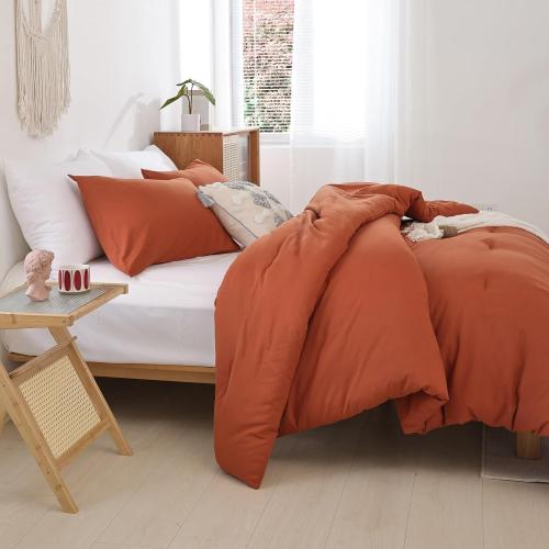 Queen Comforter Set Burnt Orange 68x88