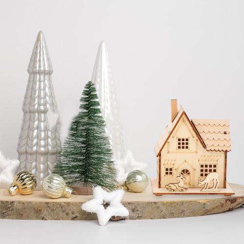 3 Pcs Christmas Village Houses: Led Light Wooden House with Battery, Unfinished Rustic Holiday Village Decor - Perfect for Christmas Table Centerpieces, Xmas Party Decorations,DIY Crafts