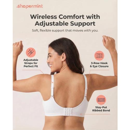 SHAPERMINT Bralettes for Women with Support - Adjustable Wireless Support Bra, Full Coverage No Underwire Seamless Bra