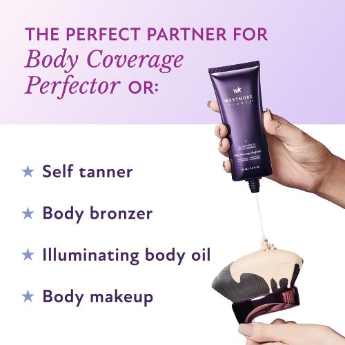 Westmore Beauty Blend & Blur XL Kabuki Leg & Body Makeup Brush - Purple | Full body coverage perfector, self tanner blending brush, vegan ultra-soft dense bristles, for all skin types