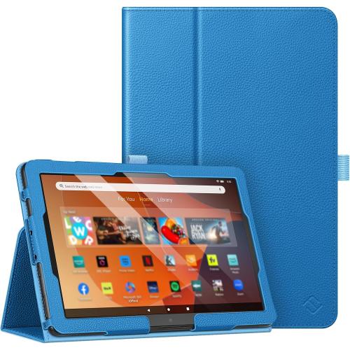 Fintie Folio Case for All-New Amazon Fire HD 10 and 10 Plus Tablet (13th/11th Generation, 2023/2021 Release) - Slim Fit Standing Cover with Auto Sleep/Wake, Blue
