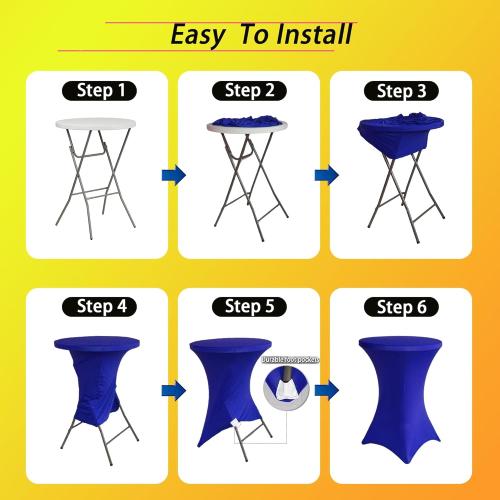 2 Pack Cocktail Table Cover, Spandex Cocktail Fitted Tablecloths, Stretch Round High Top Table Cloths for Bar Wedding Party Banquet, Royal Blue, 30-32 Diameter x 40-43 Height