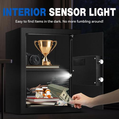 3.2 Cu Ft Large Home Safe Box with Type-C Port | Steel Security Box with Digital Electronic Keypad, Removable Shelf, Safety Lock Box for Office Documents Money Jewelry Gun