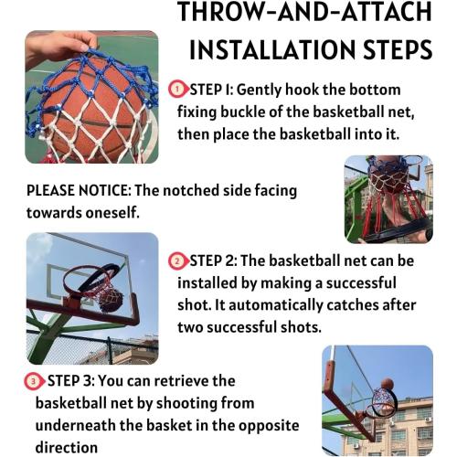 Portable Basketball Net – Easy Install Throw-and-Attach System for Rimless Hoops, Durable & Lightweight Design for Indoor/Outdoor Play