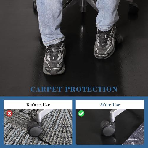 Tydle Chair Mat for Carpet, 60 x 46 Non-Slip Chair Mat for Carpeted Floors, Heavy Duty Computer Under Desk Plastic Floor Mat with Grips, Carpeted Floor Protector for Home Office (Black)