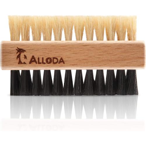 Shoe Cleaning Brush/Scrub Brush by Alloda - [Upgrade] Protect Double Sided Soft & Hard Sneaker Cleaner Brush by 100% Boar & Nylon Bristle