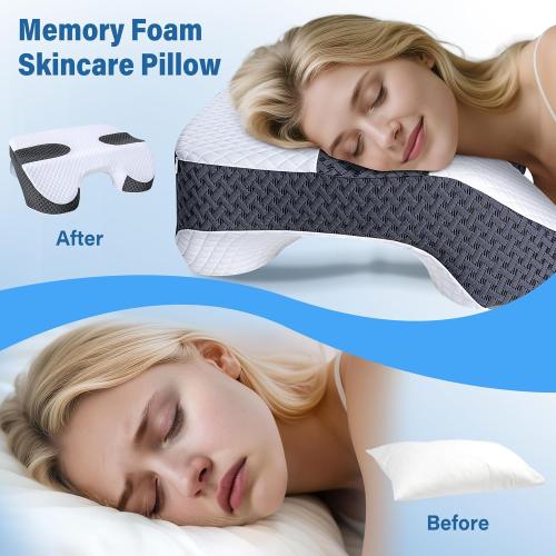 Side Sleeper Pillow with Arm Holes, 2 in 1 Shoulder Relief System for Rotator Cuff Pain, Memory Foam Pillow for Adults with 3 Arm Place Hole - for Side, Back and Stomach, Black