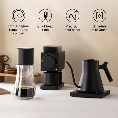 Fellow Stagg EKG Pro Studio Edition Electric Gooseneck Kettle - Pour-Over Coffee, Tea, Quick Heating, Precise Temperature Control, Scheduling, Built-in Brew Timer - Matte Black, 0.9 L