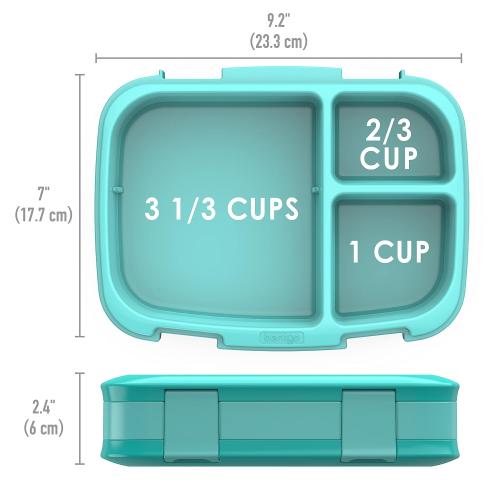 Bentgo Fresh Leak-Proof Bento Lunch Box, 4 Compartments, BPA-Free | Removable Divider, Portion Control, Durable Outer Shell, Microwave & Dishwasher-Safe Tray, BPA-Free (Aqua)