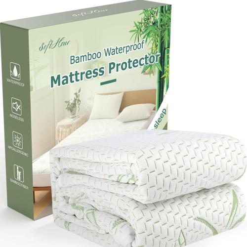 King Mattress Protector Waterproof Mattress Pad Washable Bamboo Rayon Mattress Cover Breathable Noiseless Bed Protector 5 - 21'' Elastic Fitted Deep Pocket