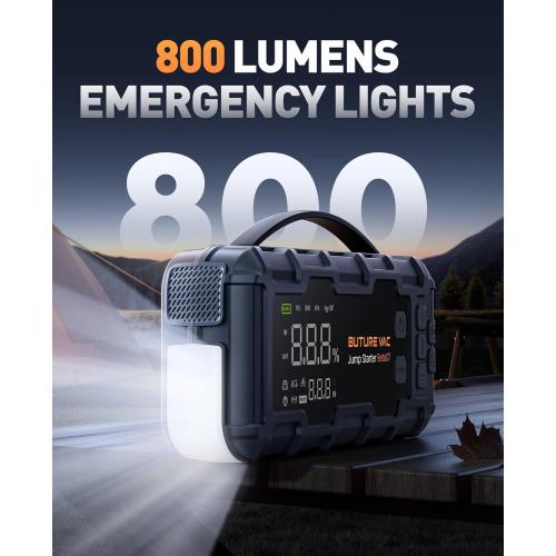 Portable 10-in-1 Car Battery Jump Starter with Air Compressor 8000A 160PSI 45W Charger, Jump Starter Jump Box (All Gas 14L Diesel), Car Battery Jumper Starter Portable Jumper Cables, Gloves, Lights