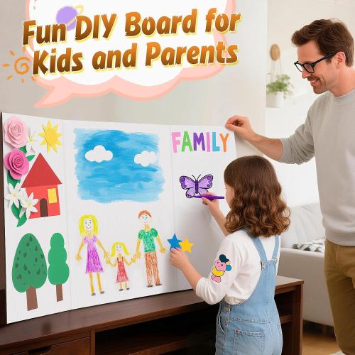 8 PCS Trifold Poster Board- Large 40 x 28 Tri Fold Display Board Hard & Thick White Presentation Cardboard for Science Fair, School Projects, and Business Presentations Supply