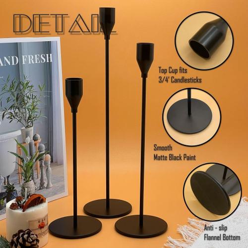 6Pcs Matte Black Candlestick Holders Set Fit 3/4 Tall Taper Candle Home Decorative Table Centerpieces for Family Dinning, Party Decoration
