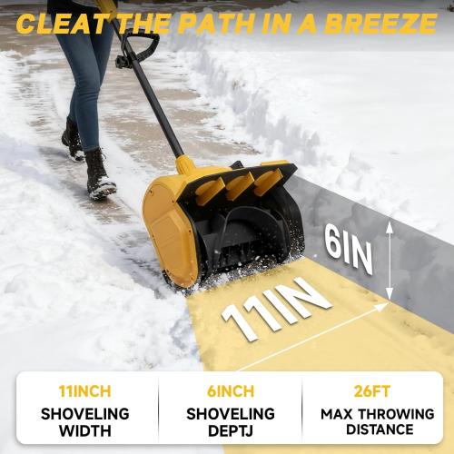 Cordless Snow Shovel Compatible with Dewalt 20V Max Battery, 11 Brushless Motor Electric Snow Shovel for Driveway Max 20' Throw Distance, Electric Snow Thrower for Patio Deck Driveway(Tool Only)