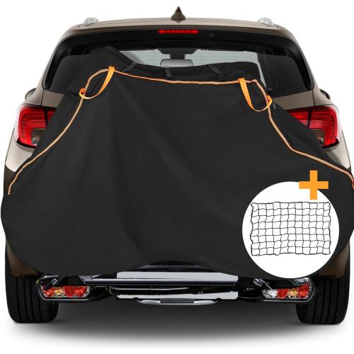Bike Cover for Transport on Rack for 2 Bikes - Heavy Duty Oxford 600D Bicycle Cover - on Rear Bike Rack with Adjustable Cargo Net for Resistance to Tearing Waterproof Bike Rack Cover
