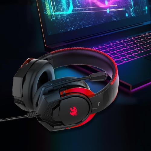Black and Red A88 Gaming Headset with Microphone, Stereo Wired Noise Cancelling Over-Ear Headphones with Mic for Pc, Ps5, Xbox One Series X/s, Ps4, Computer, Laptop, Mac, Nintendo, Gamer (Red)