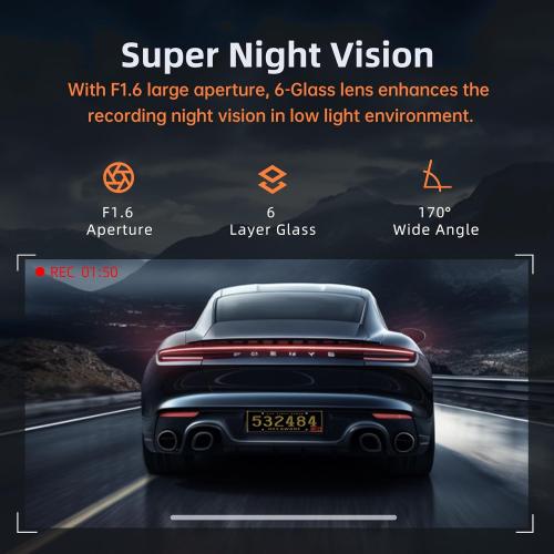 Dash Cam Front and Rear, Ecomoment 4K 1080P Dual Dash Camera for Cars, Built-in WiFi GPS Dashboard Camera, 2.4 IPS Screen Dashcam, 170° Wide, Night Vision, WDR, G-Sensor, 32GB SD Card Included