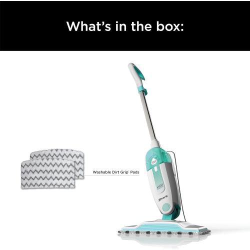Shark Steam Mop with 2 Machine Washable Dirt Grip Pads, Removable Water Tank, Lightweight, Steam Cleaner for sealed Hard Floors, Marble, Stone, Hardwood, Tile, Laminate, White/Seafoam, S1000‼️Light dirt‼️