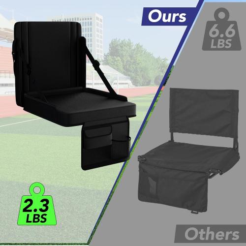 Stadium Seats with Back Support 2PACKS Adjustable Bleacher Chairs with Back and Cushion Bleacher Seat with Cup Holder, Carry Handle & Shoulder Strap for Outdoor Sports Events, Picnics, Beaches