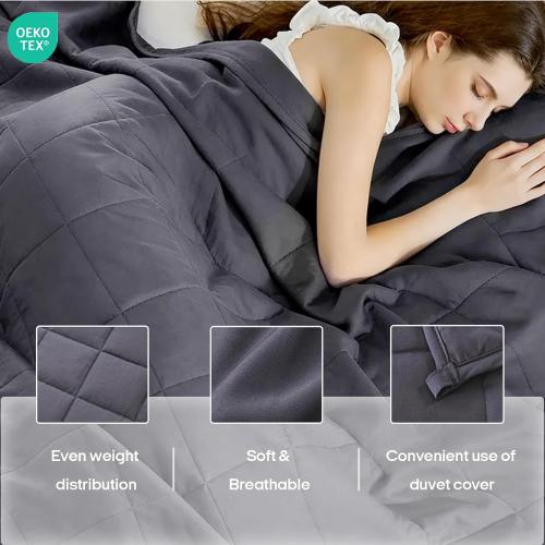 ZonLi Weighted Blanket (60x80, 20lbs, Dark Grey) Queen Size Weighted Blanket for Adults, High Breathability Heavy Blanket, Soft Material with Premium Glass Beads