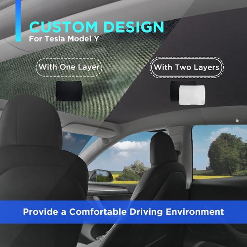 Foldable Sunshade Sunroof Window Shade Accessories Fit for Tesla Model Y 2020-2023, with UV/Heat Insulation Film